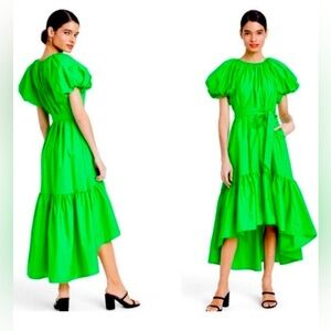 Christopher John Rogers x Target Green Puff Sleeve High-Low Ruffle Dress - S